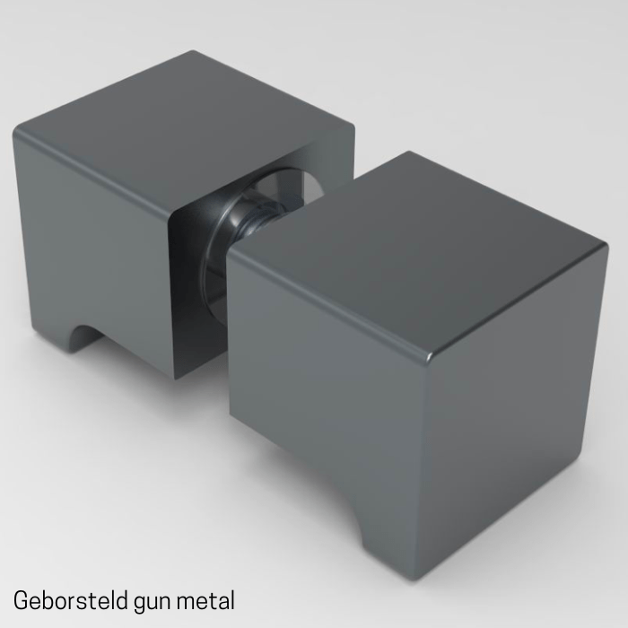 Deurknop-douchedeur-vierkant-gun-metal-geborsteld